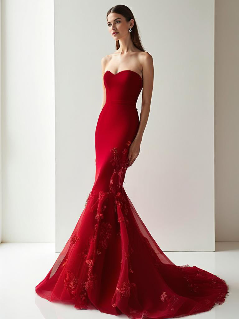 red_3d_flower_fiteed_dress